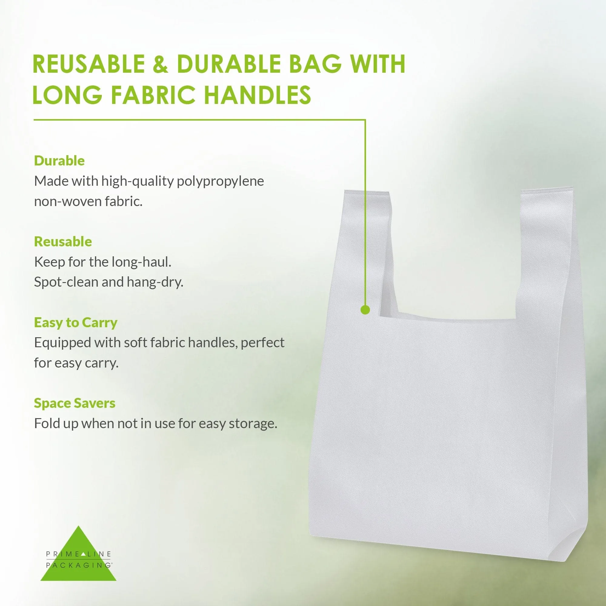 12x7x21 Bulk White Heat Sealed Reusable Fabric T Shirt Bags