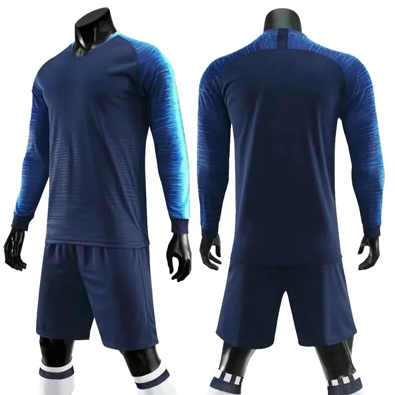 Adult Kids Soccer Long Sleeve Jersey Set Football Training Custom Uniforms Football Sports Set