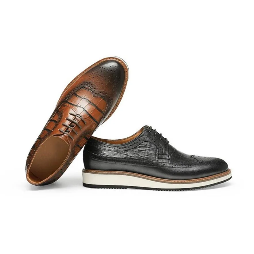 AlliLux Cow Leather Designer Brogue Casual Shoes