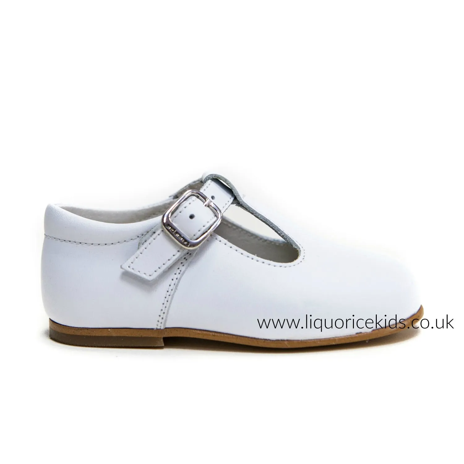 Andanines White Leather T-Bar Shoes