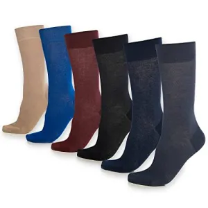 Bambooven Men’s & Women’s Fun Dress Socks – (6 Pairs, Dark Colors)