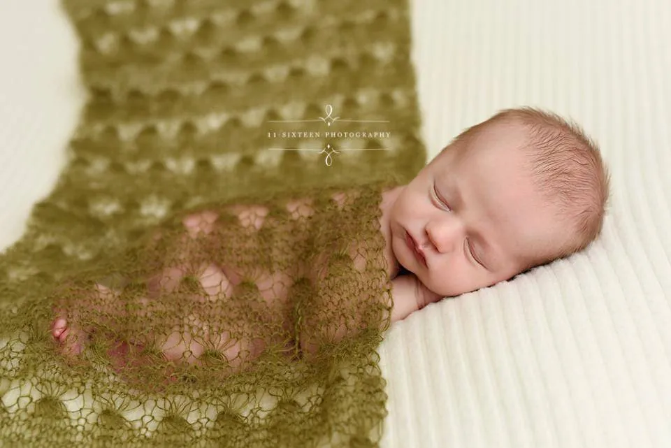 Beige Sunflower Mohair Knit Baby Wrap