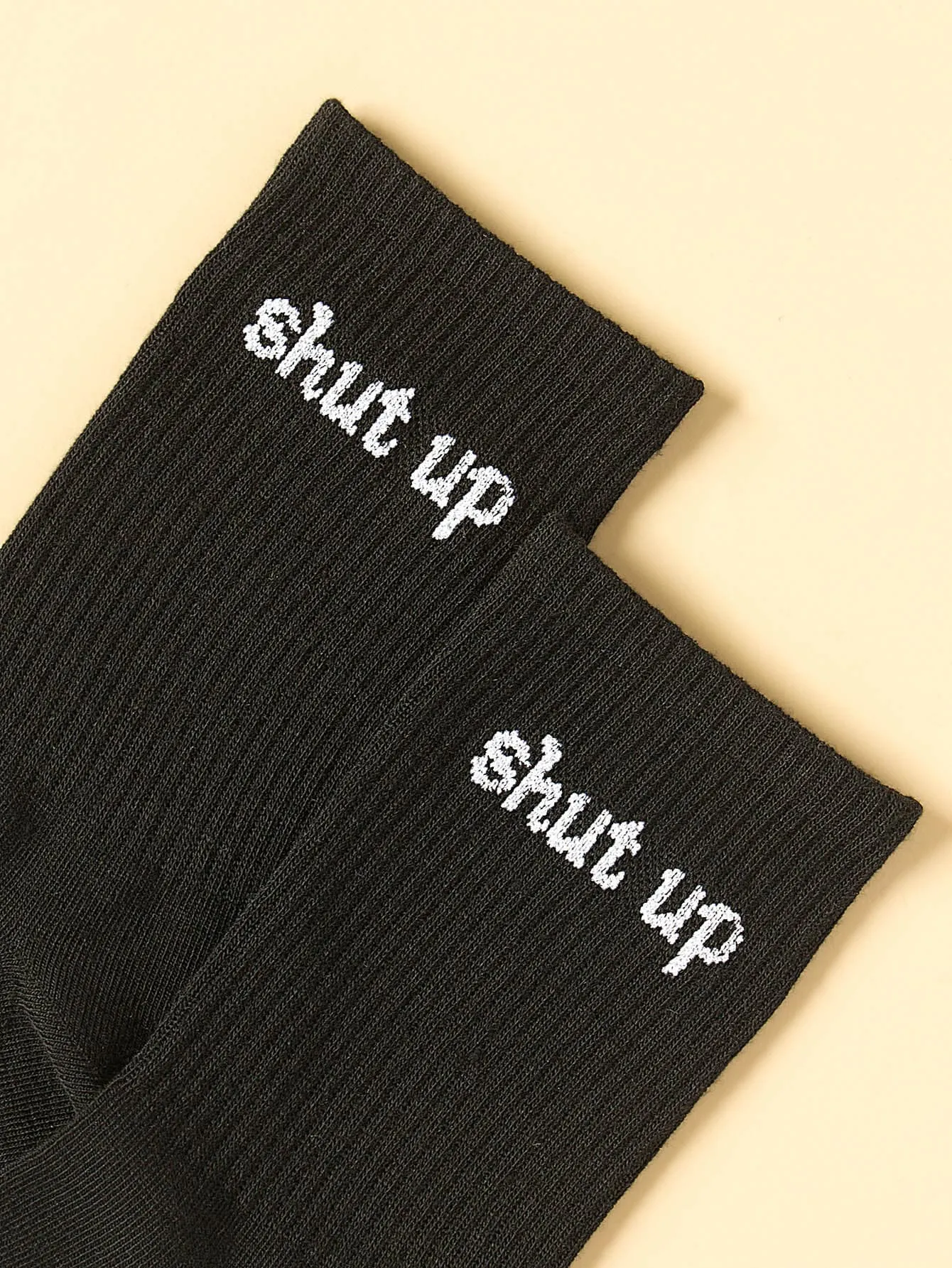 Black Crew Socks Shut Up Typography for Women Fun Socks Funky Socks Novelty