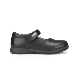 BLACK LEATHER SCHOOL SHOES WITH VELCRO