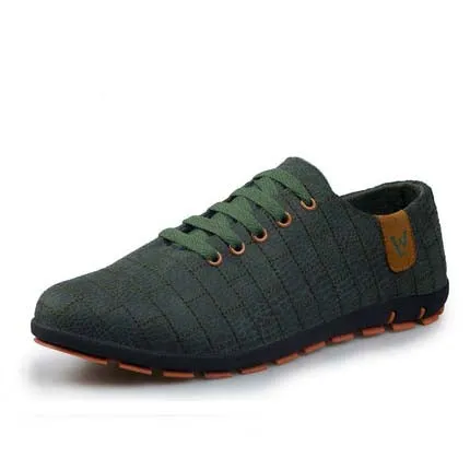 Breathable Mens Casual Low Lace-up Canvas Flat Shoes