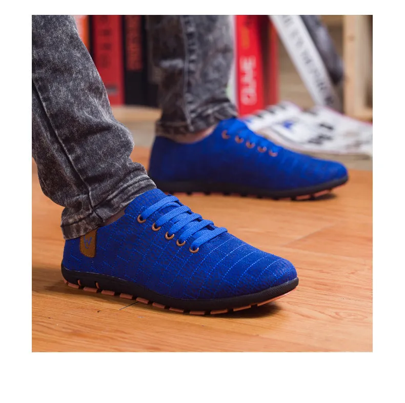 Breathable Mens Casual Low Lace-up Canvas Flat Shoes