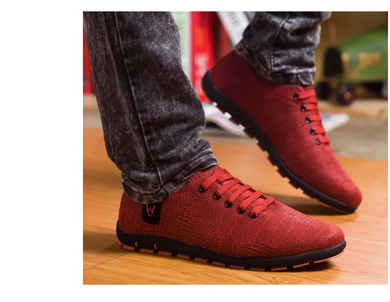 Breathable Mens Casual Low Lace-up Canvas Flat Shoes