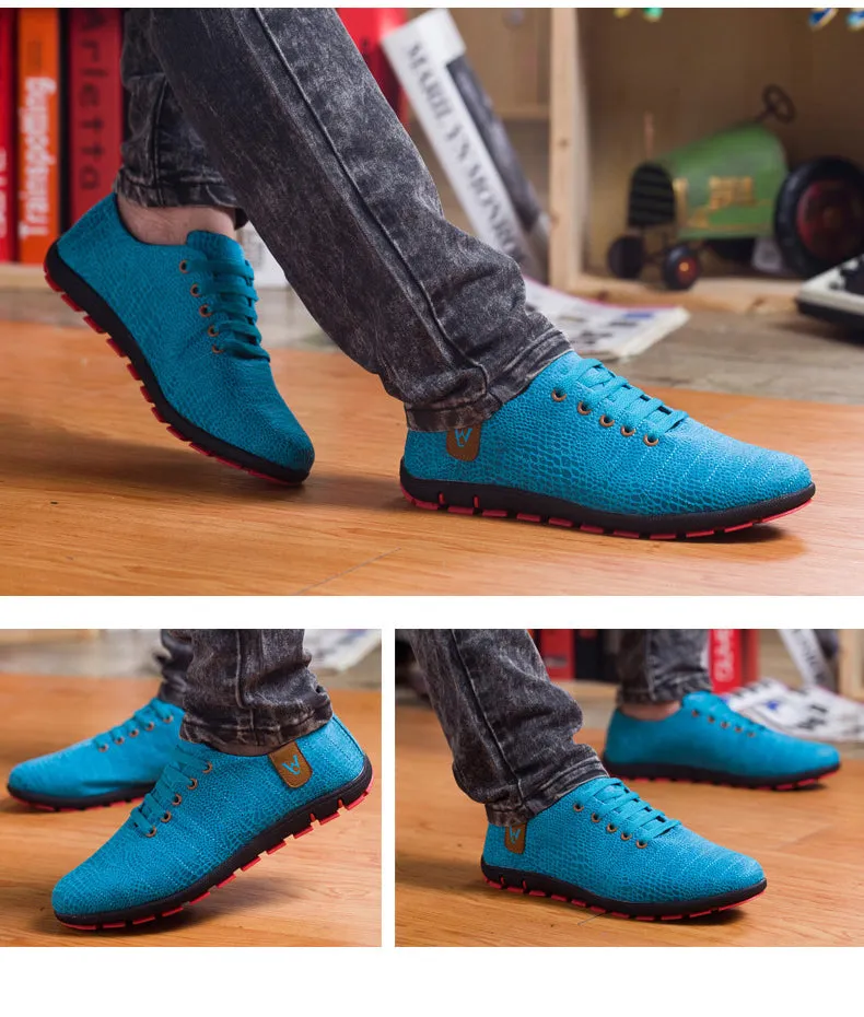 Breathable Mens Casual Low Lace-up Canvas Flat Shoes