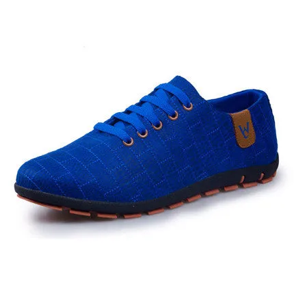 Breathable Mens Casual Low Lace-up Canvas Flat Shoes