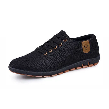 Breathable Mens Casual Low Lace-up Canvas Flat Shoes