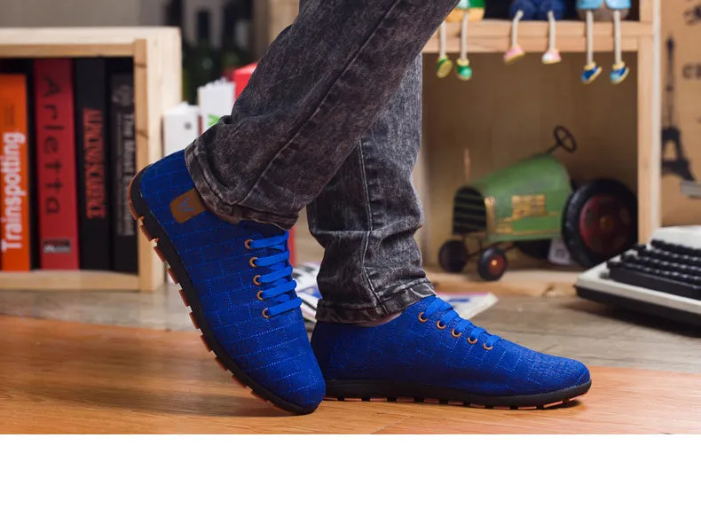 Breathable Mens Casual Low Lace-up Canvas Flat Shoes