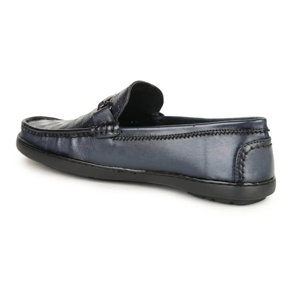 Britmen S-18 Checkbox Pattern Horsebit Loafers For Men