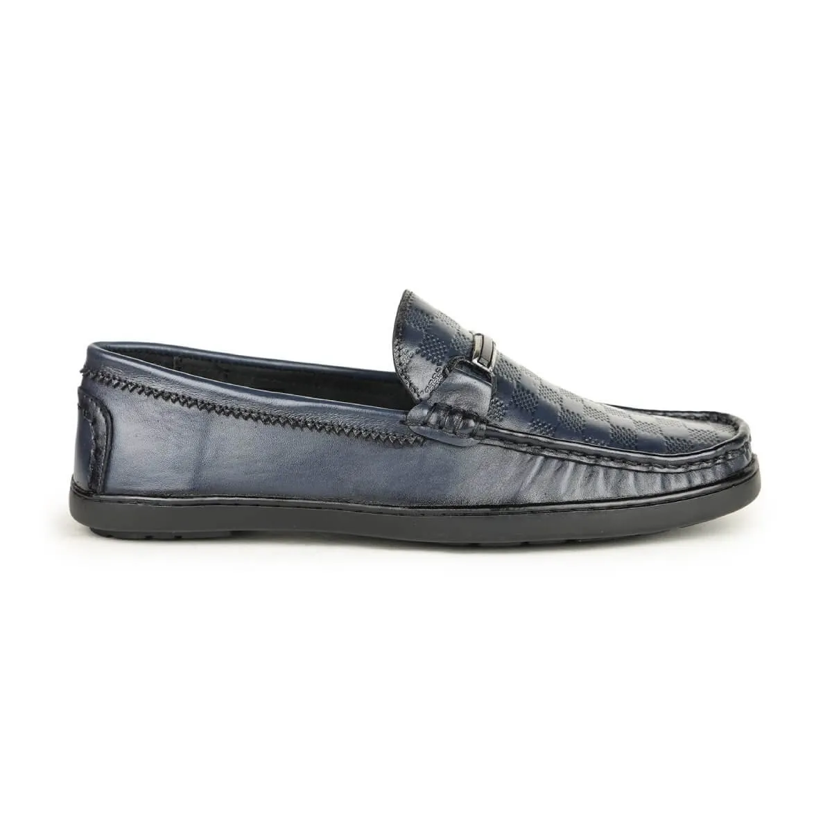 Britmen S-18 Checkbox Pattern Horsebit Loafers For Men