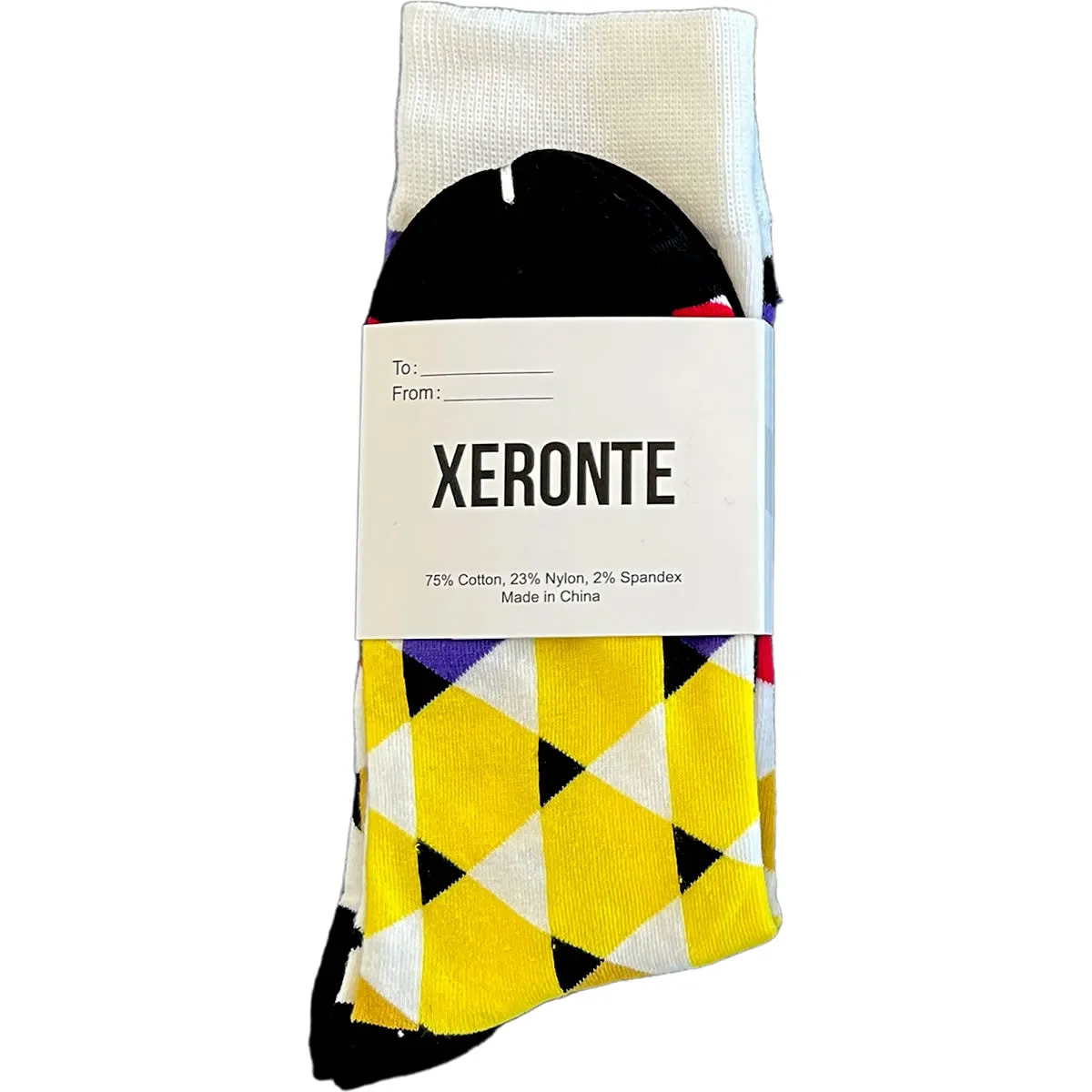 Colorful Triangle Pattern Mens Crew Socks