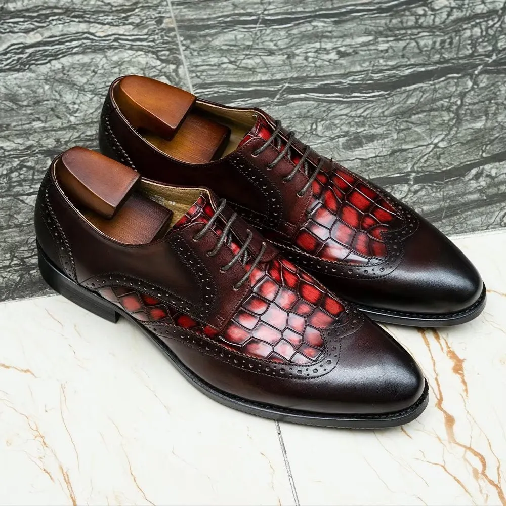 CrocLuxe Exquisite Croc-Textured Derby Dress Shoes