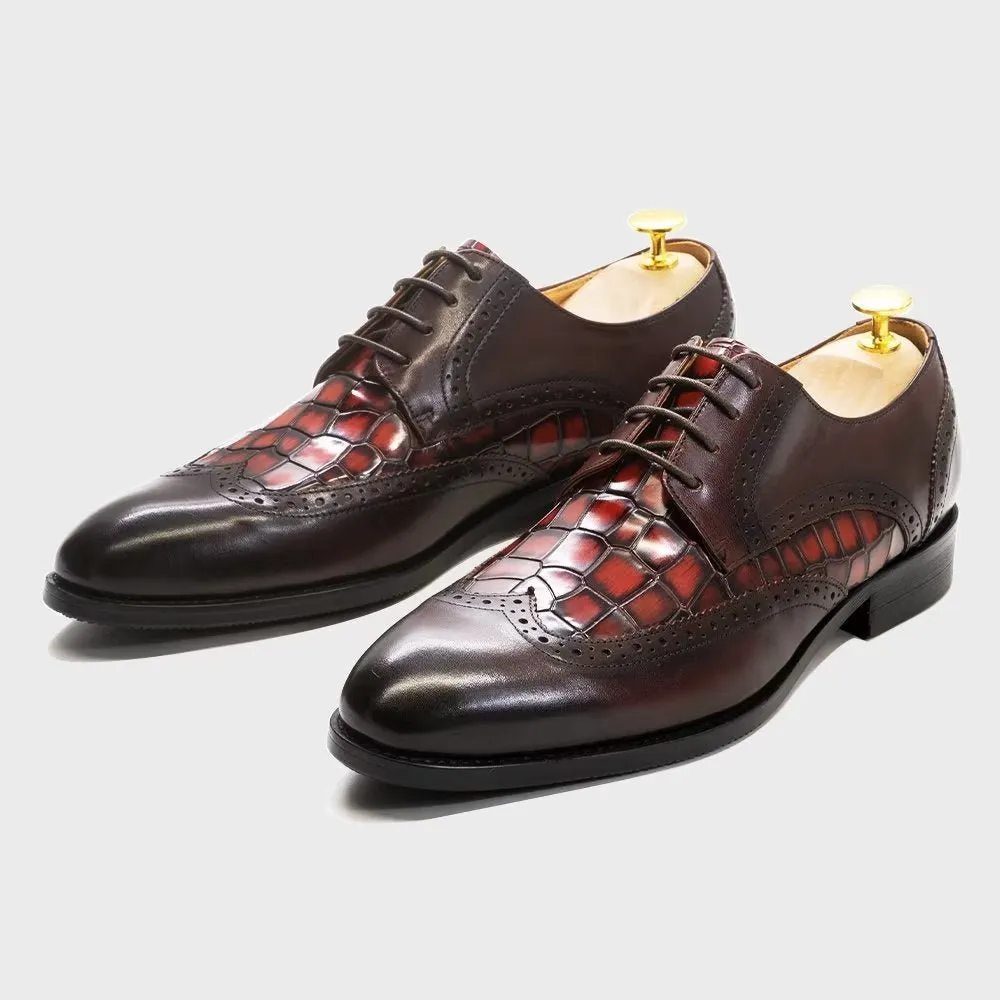 CrocLuxe Exquisite Croc-Textured Derby Dress Shoes