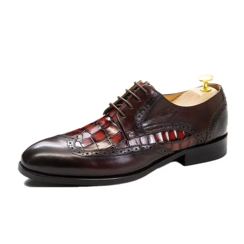 CrocLuxe Exquisite Croc-Textured Derby Dress Shoes