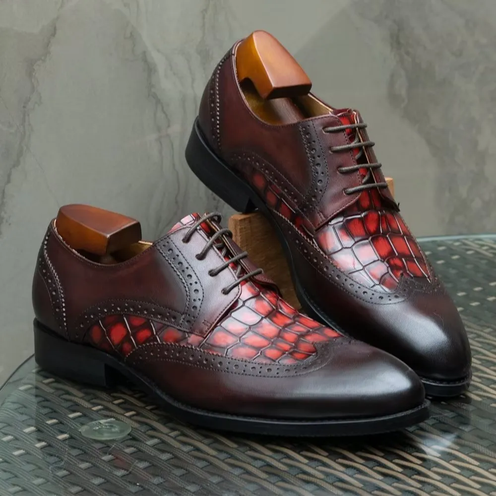 CrocLuxe Exquisite Croc-Textured Derby Dress Shoes