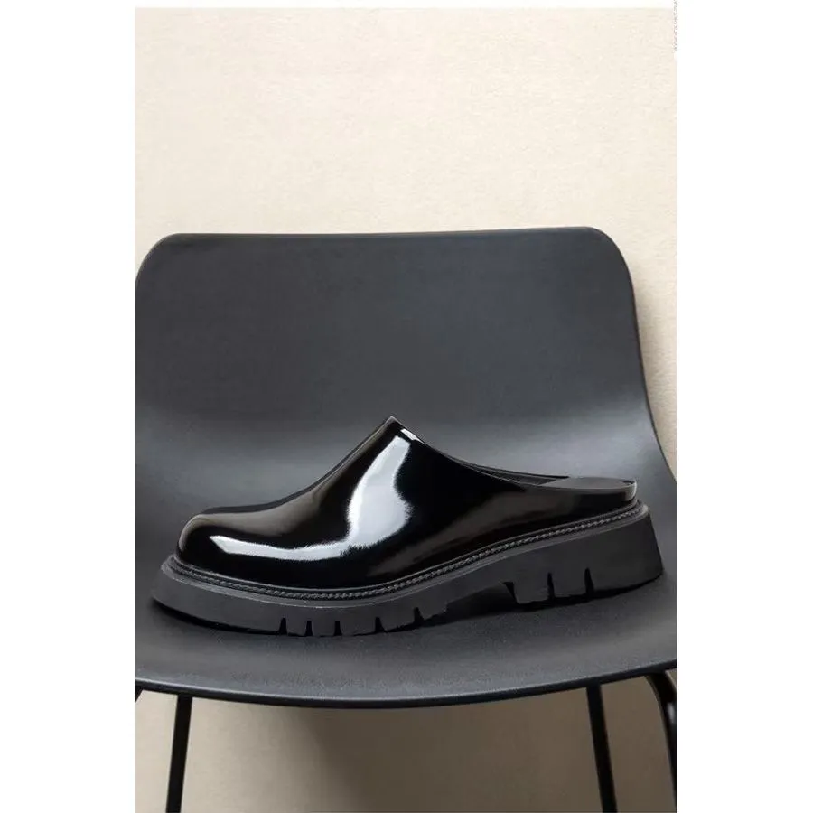 ElegantLux Leather Platform Business Slippers