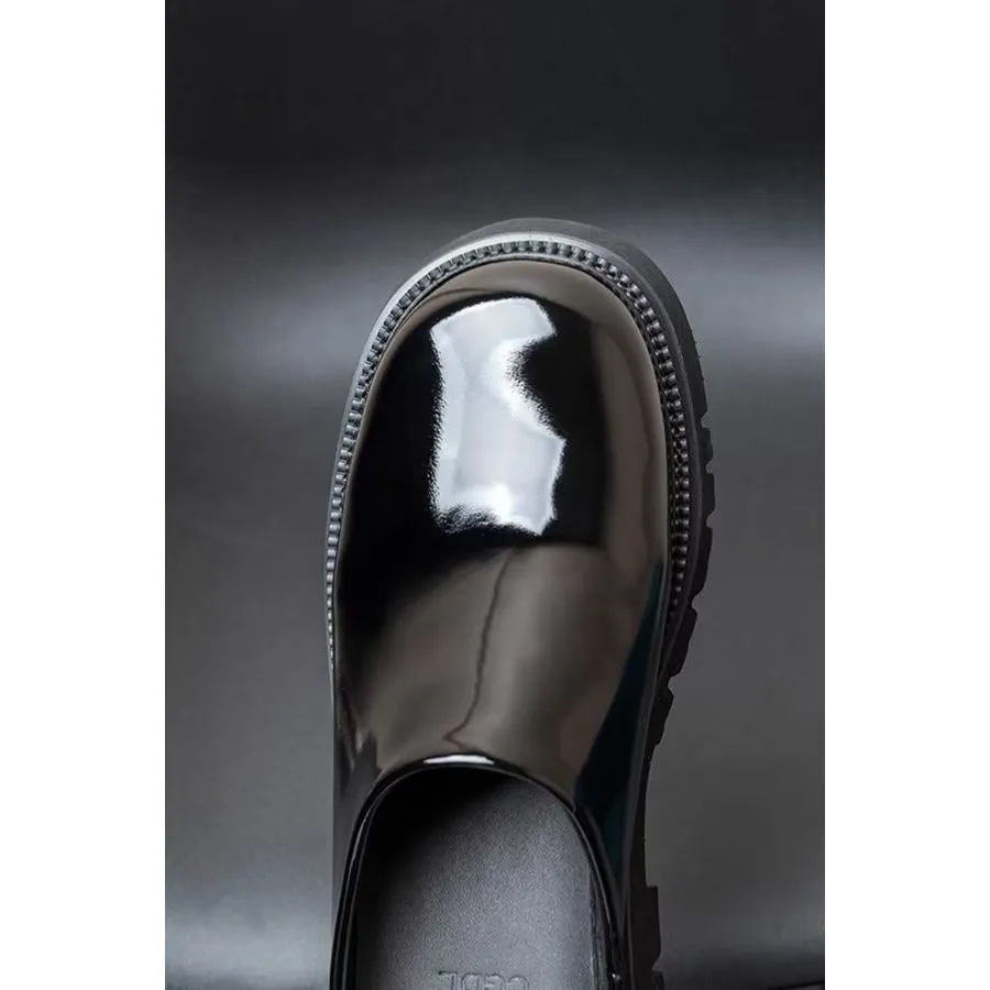 ElegantLux Leather Platform Business Slippers