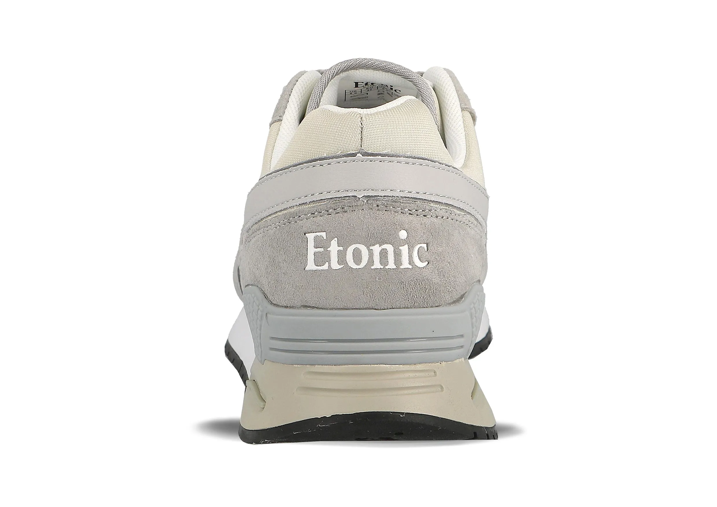 Etonic Stable Base sneakers in beige mesh fabric and grey suede with multi-layer light grey leather inserts