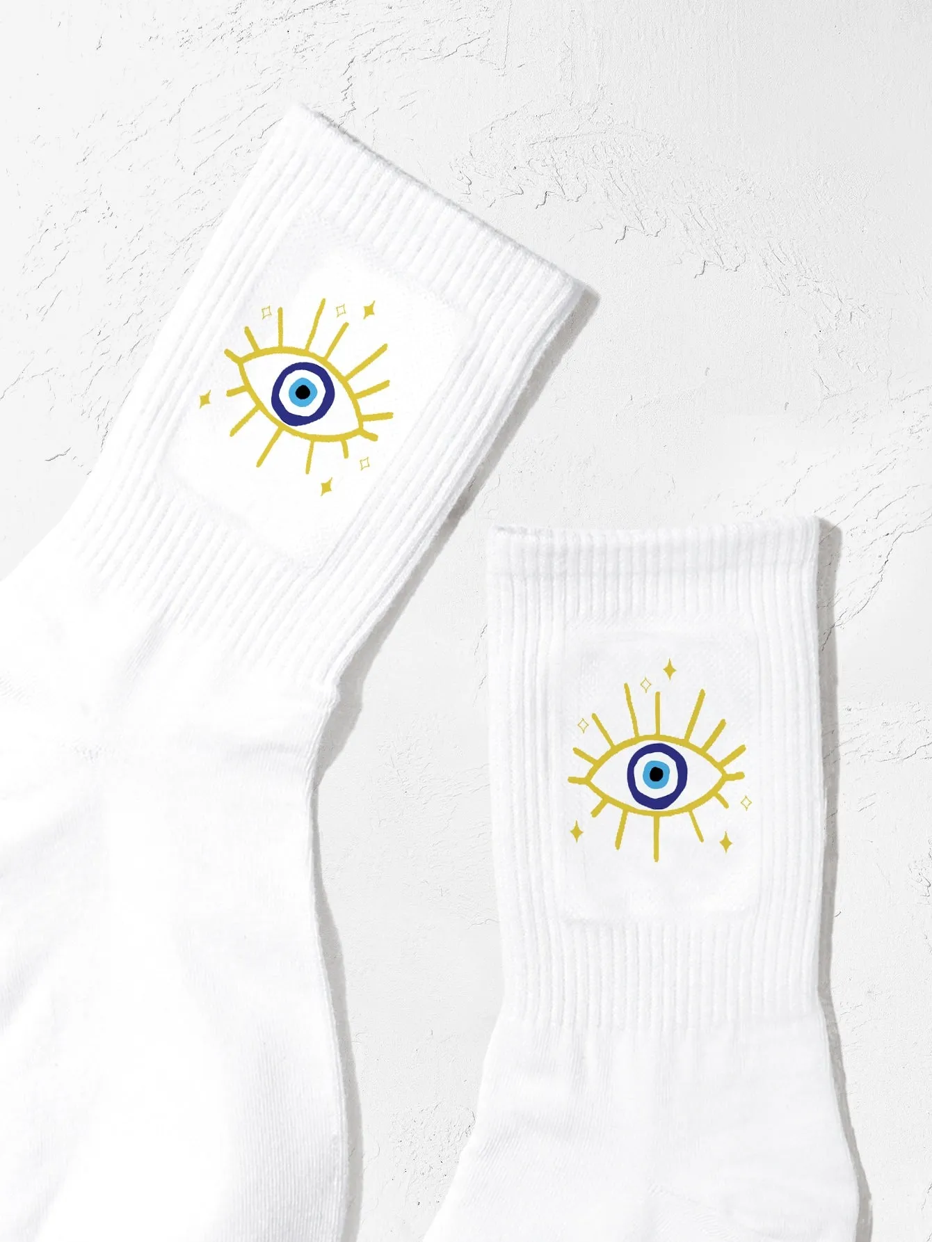 Evil Eye Pattern Crew Socks for Women Fun Socks Funky Socks Novelty Socks