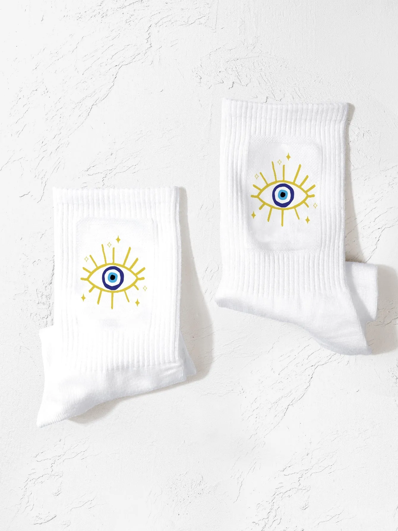 Evil Eye Pattern Crew Socks for Women Fun Socks Funky Socks Novelty Socks