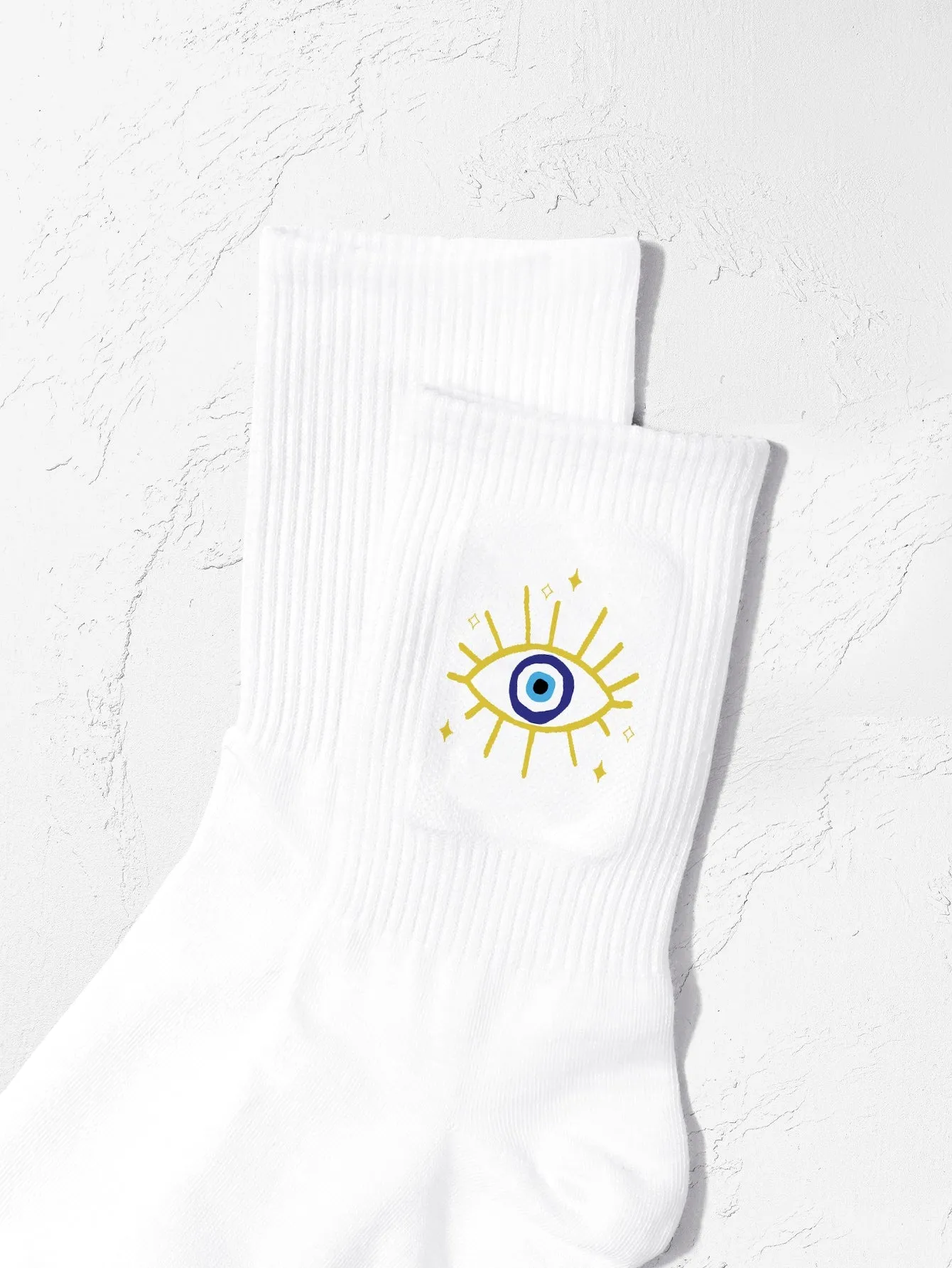 Evil Eye Pattern Crew Socks for Women Fun Socks Funky Socks Novelty Socks