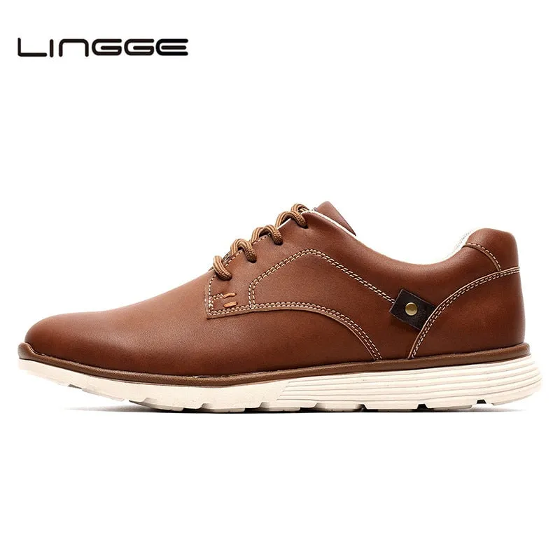 Faux Leather Flat Design Style Lace Up Casual Shoes