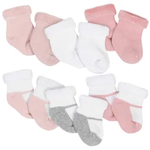 Gerber® 6-Pack Baby Girls Bear Wiggle-Proof® Terry Bootie Socks