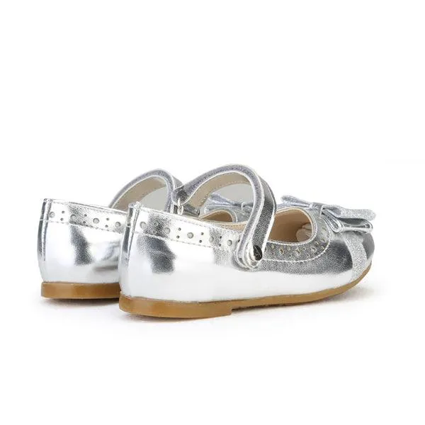 GIRLS SILVER SHINY FORMAL SHOES