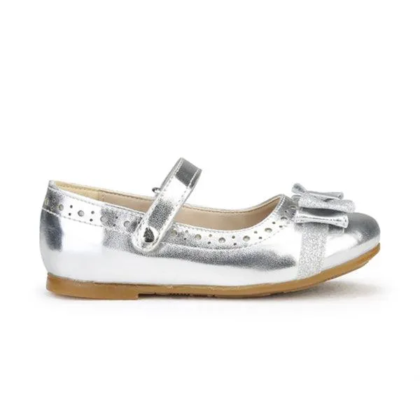 GIRLS SILVER SHINY FORMAL SHOES