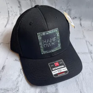 Hammer Down "HAMR DWN Camo" Hat - Black with Leather Patch