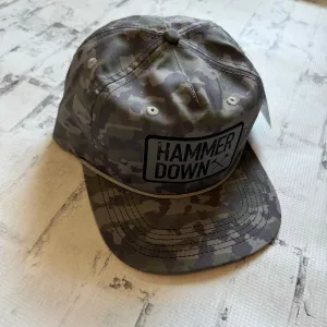 Hammer Down "HD Cross Patch" Hat - Water Camo with Grey Rope