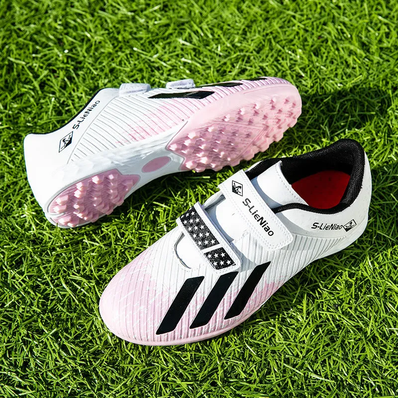 Kids' Soccer Shoes, Magic Tape, Short Studs, Boys and Girls