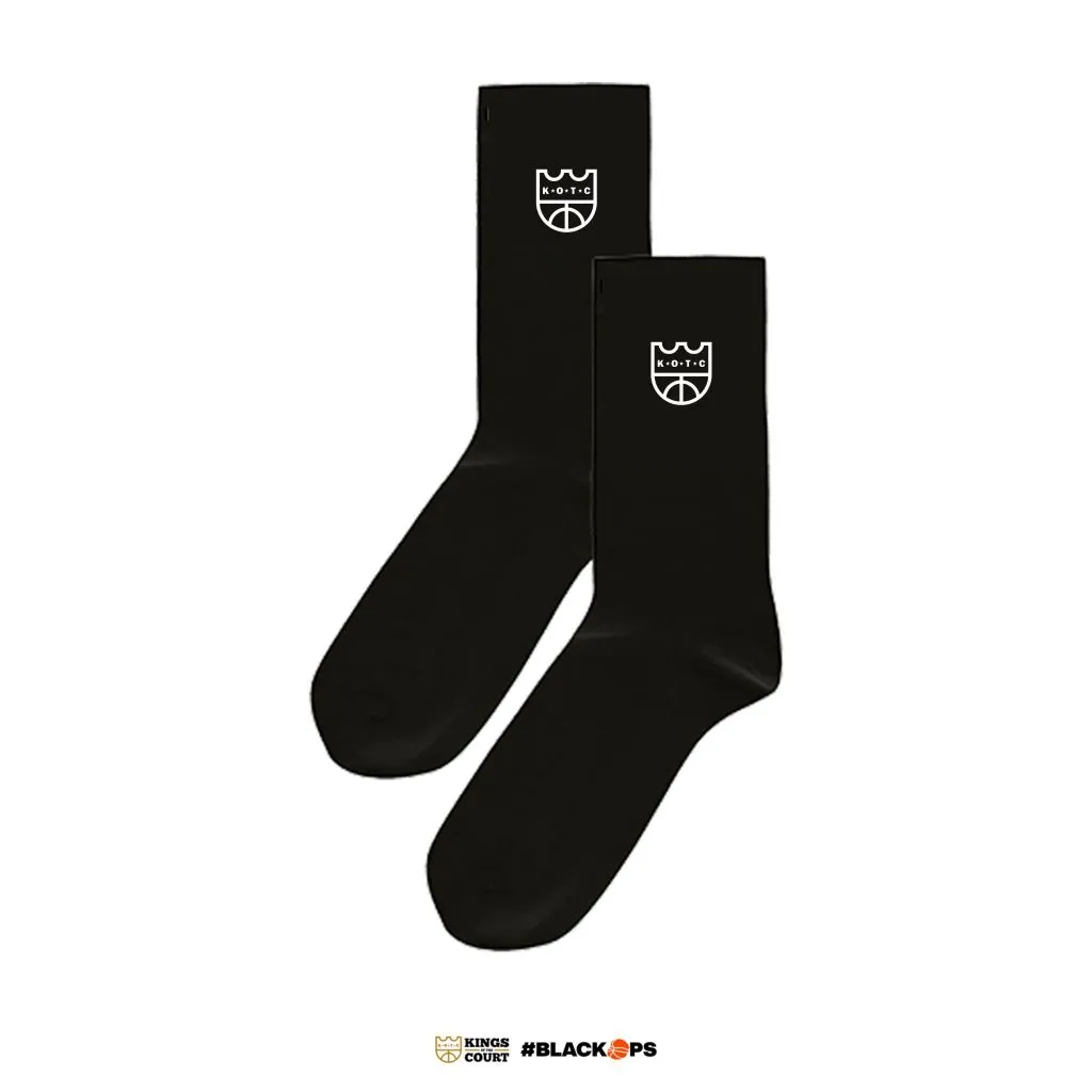 Kings of the Court Embroidered Crown Socks in Black/White Midcut