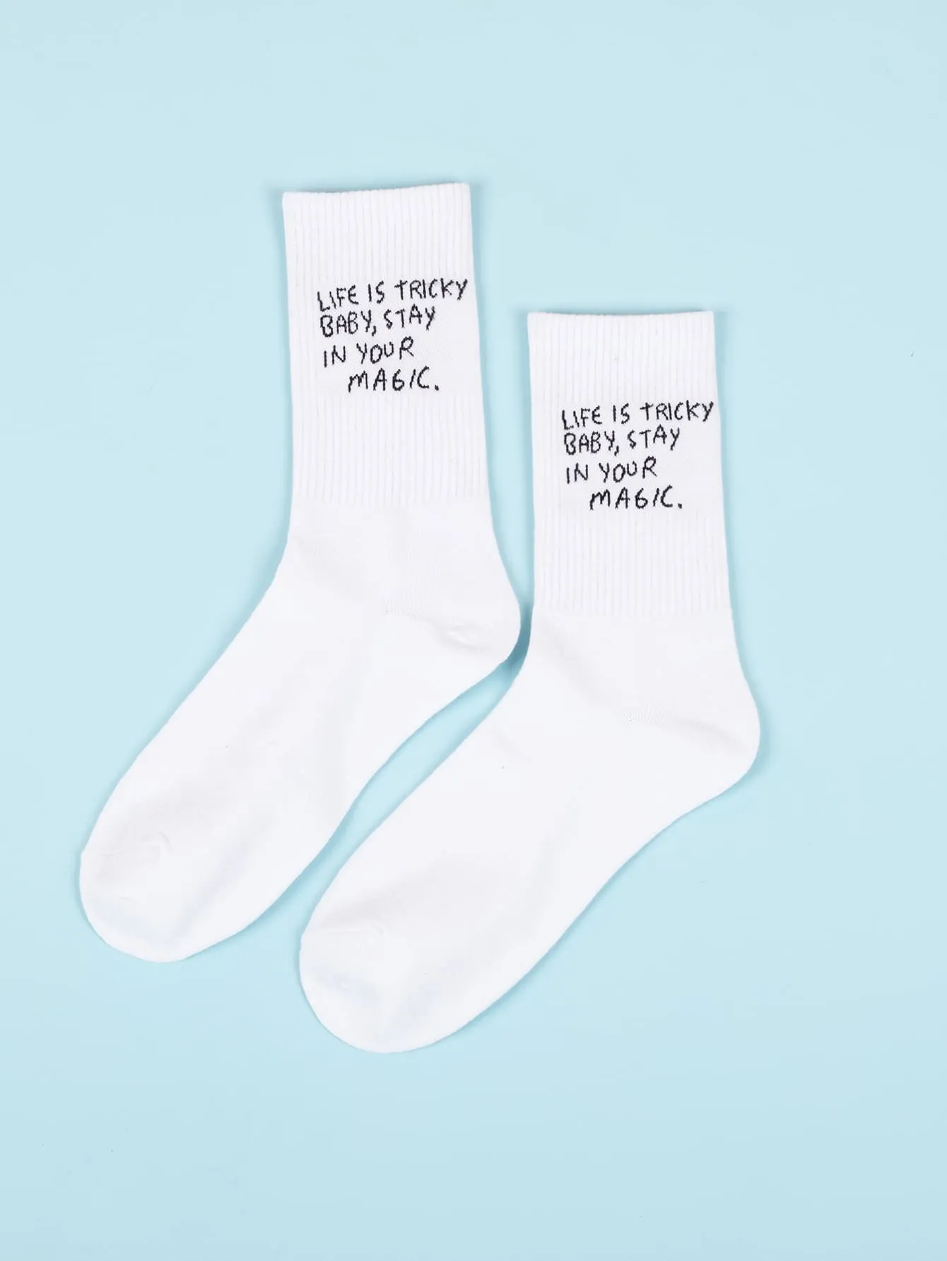 Life Is Tricky Baby Crew Socks Silly Socks for Men Funky Socks Funny Socks