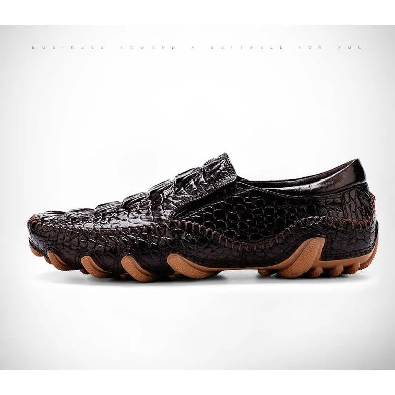 Luxury Alligator Texture Slip-On Oxford Shoes