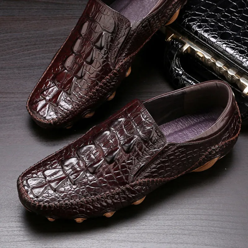 Luxury Alligator Texture Slip-On Oxford Shoes