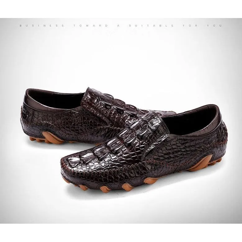 Luxury Alligator Texture Slip-On Oxford Shoes