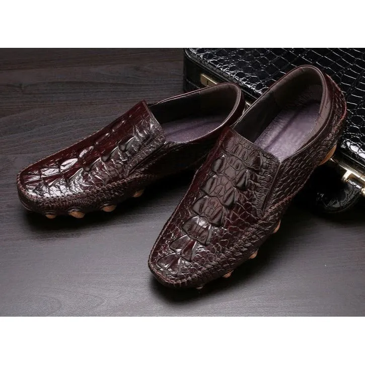 Luxury Alligator Texture Slip-On Oxford Shoes