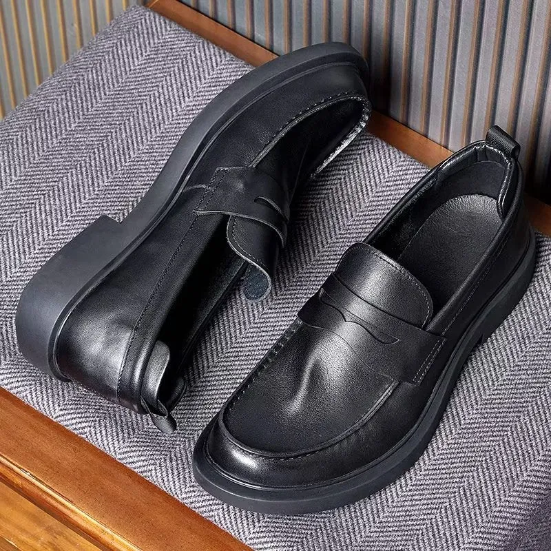 Luxury CrocLux Leather Slip-Ons: Sleek Round Toe