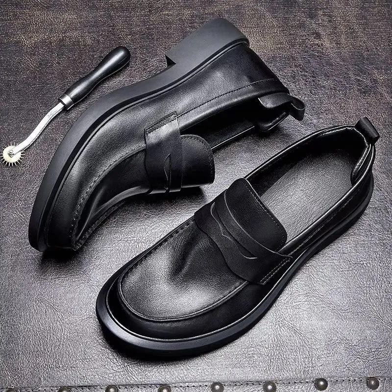 Luxury CrocLux Leather Slip-Ons: Sleek Round Toe