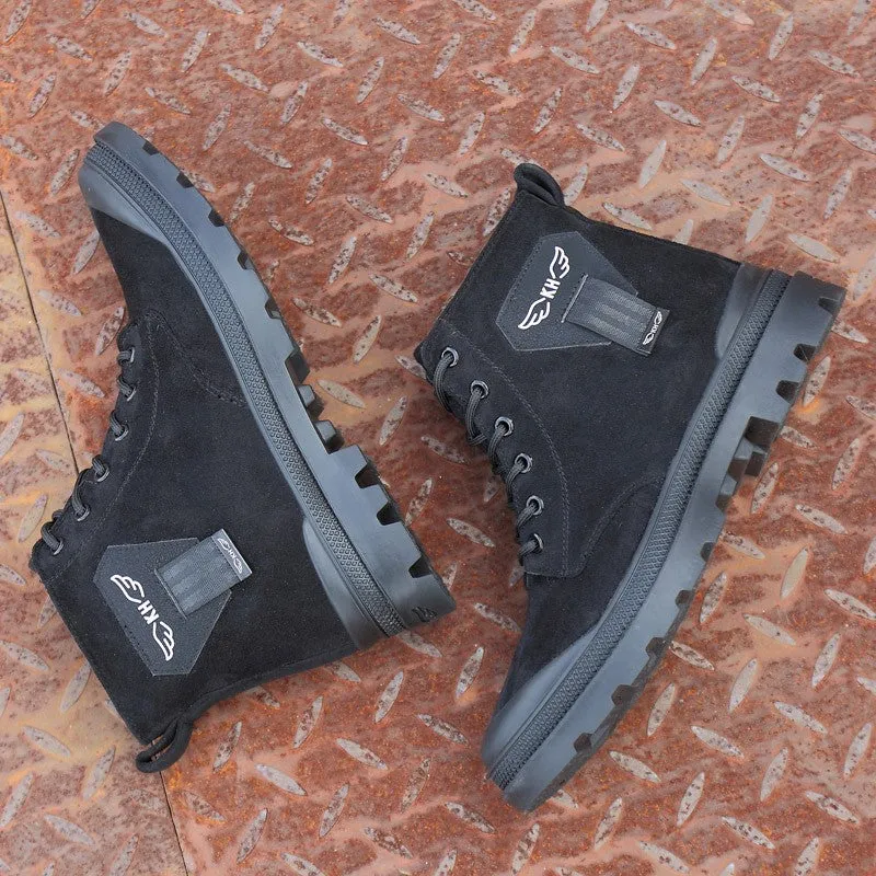 Man's frosted leather trending in style joker anti-skid high top boots