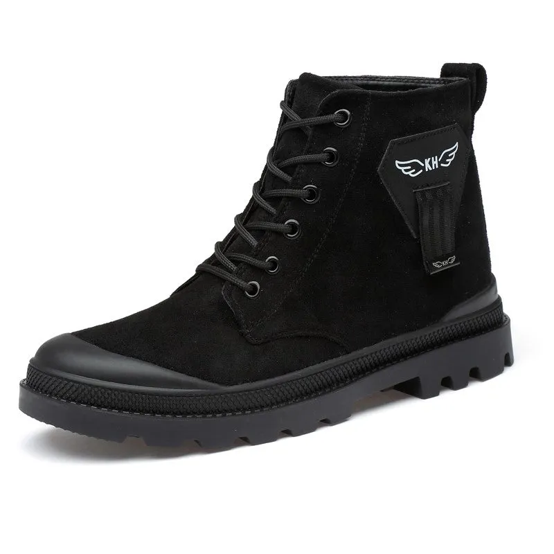 Man's frosted leather trending in style joker anti-skid high top boots