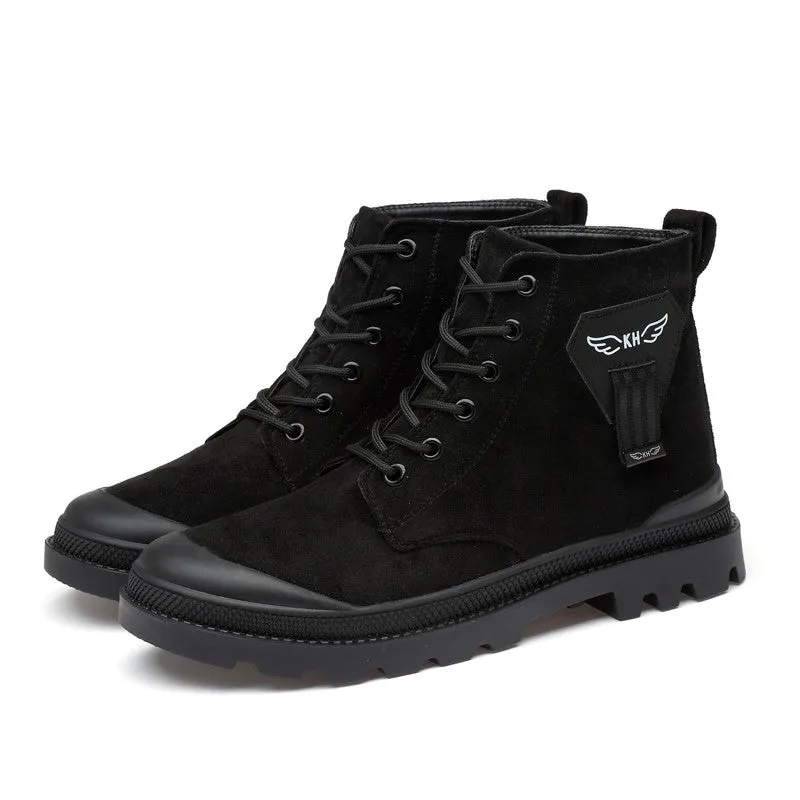 Man's frosted leather trending in style joker anti-skid high top boots