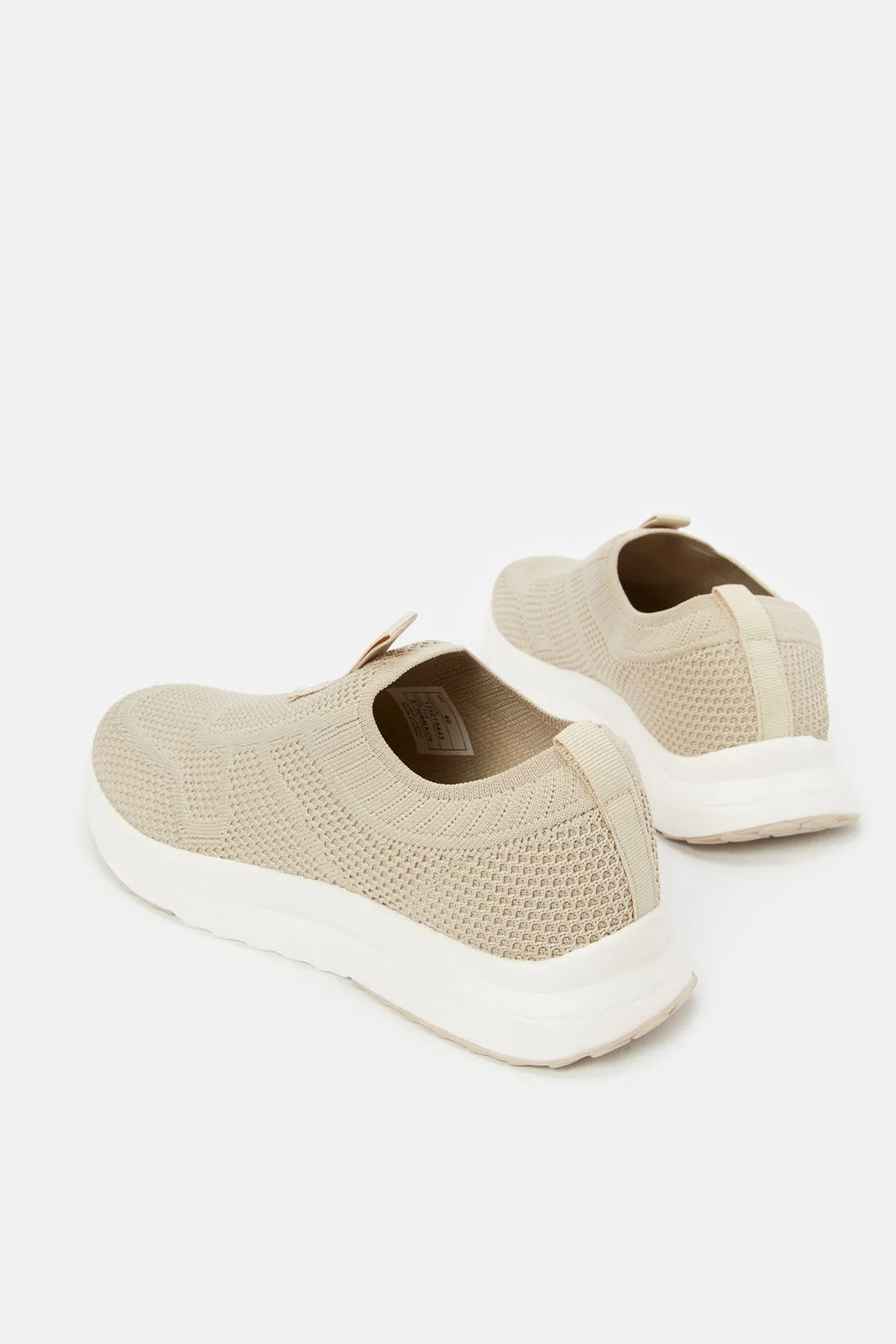 Men Beige Knitted Slip-On