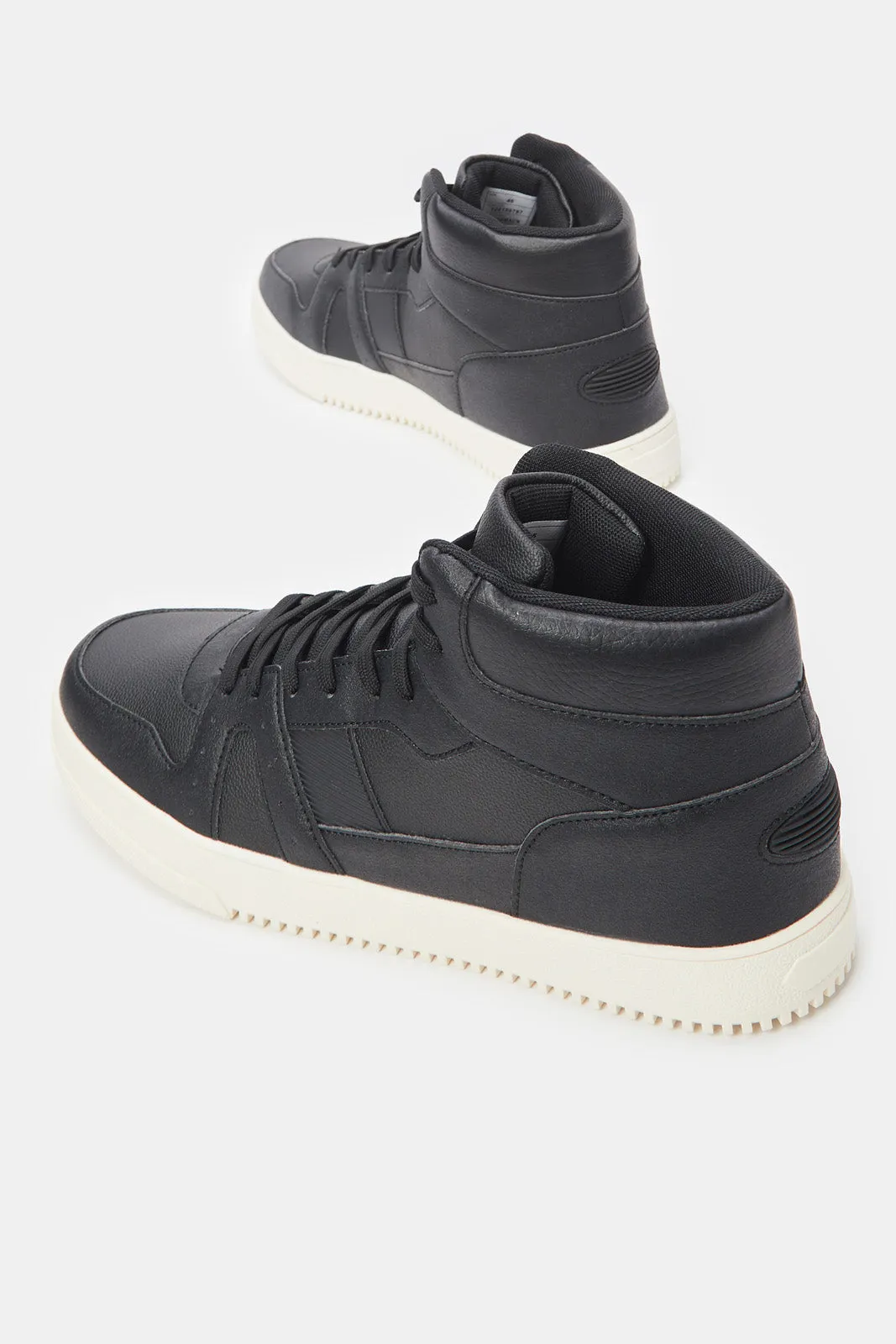 Men Black Material Block High Top