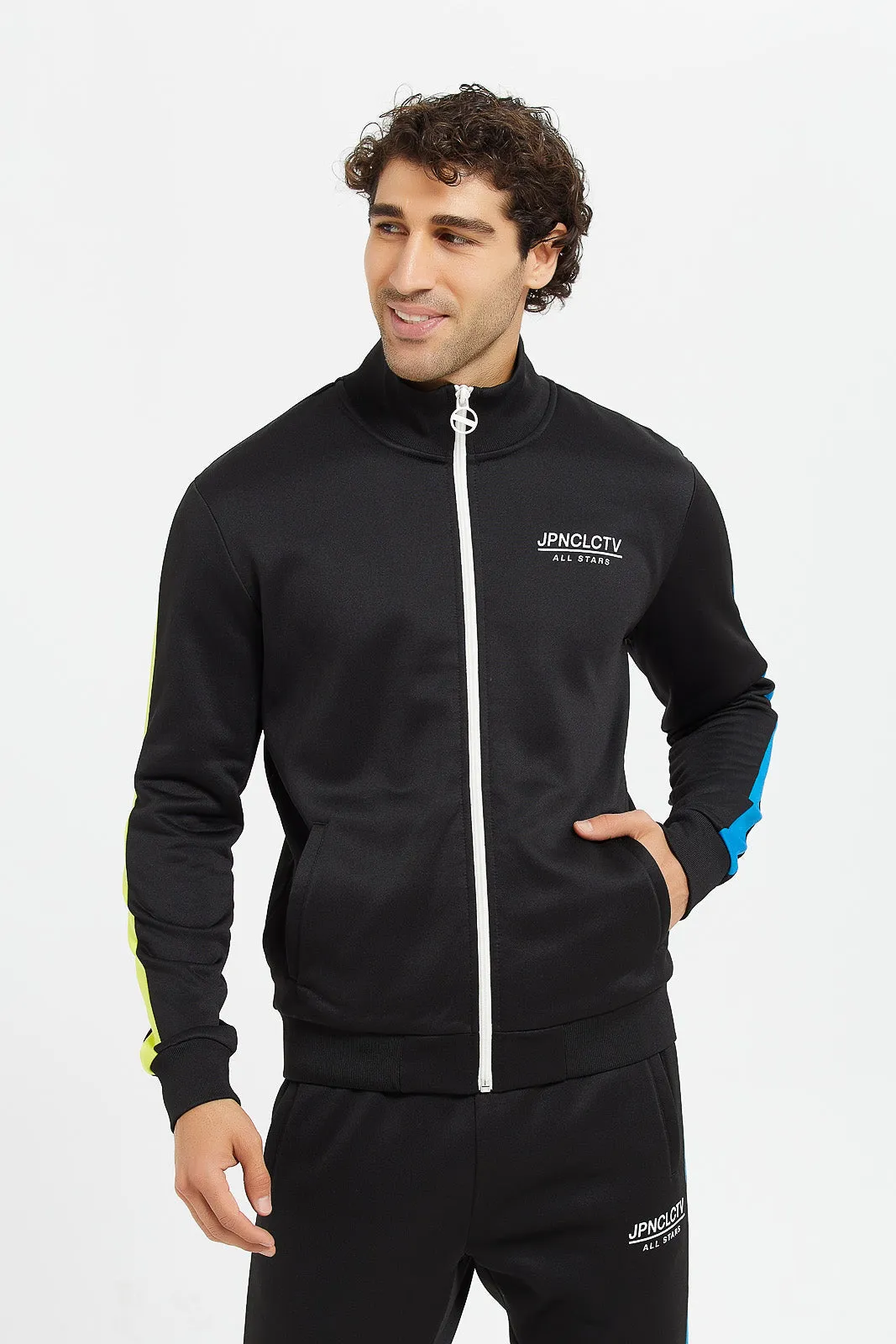 Men Black Training Track Jacket