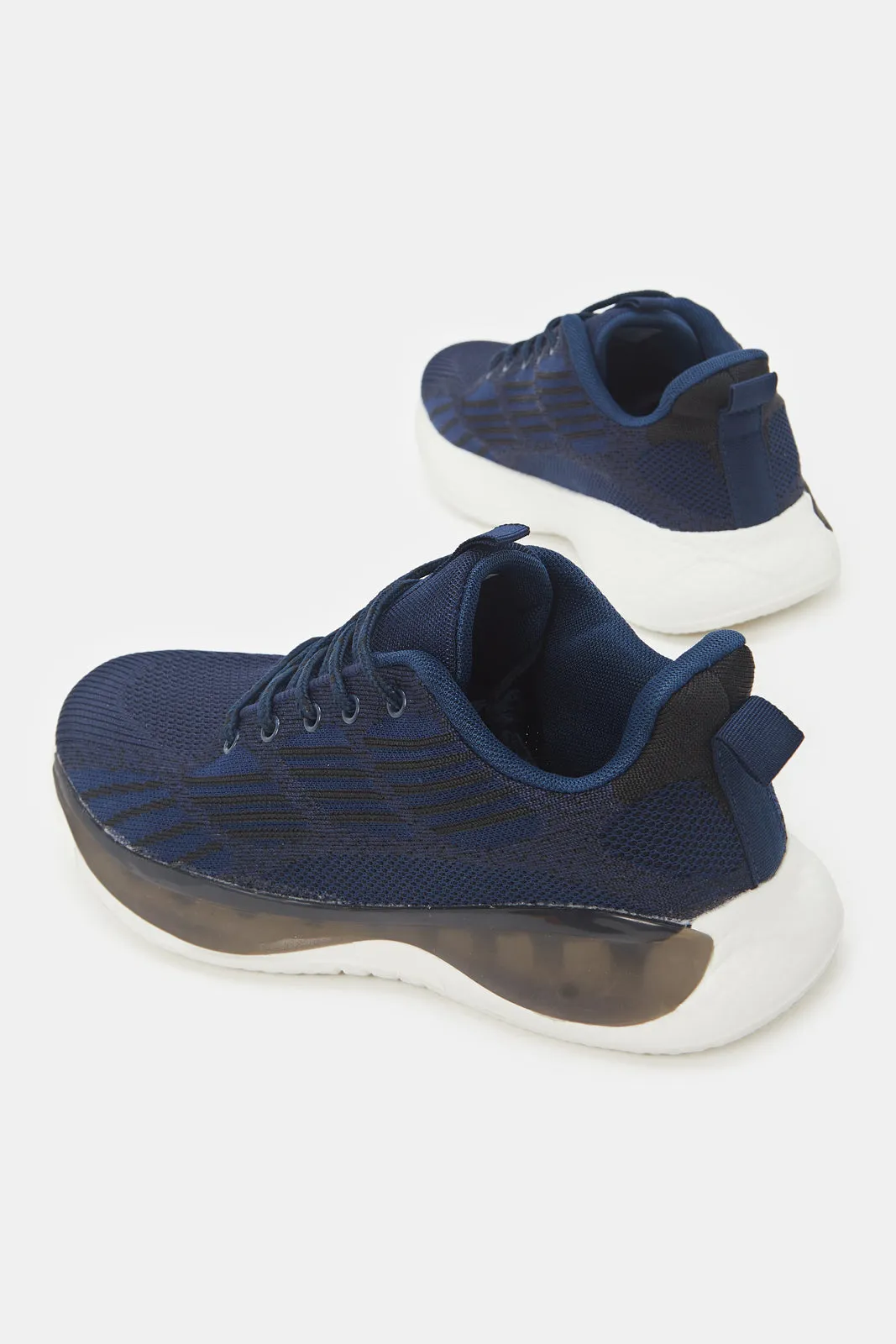 Men Navy Knit Trainers